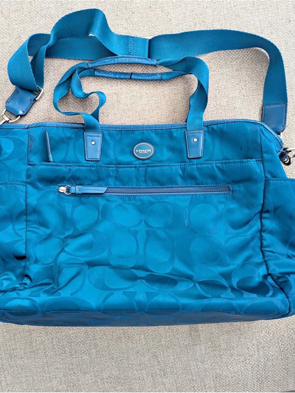 Coach Turquoise Multifunctional Tote/Travel/Baby Diaper Bag